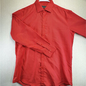 Ruffini Black Label Shirt M Red Men's Geometric Dots All Over Print Slim Fit